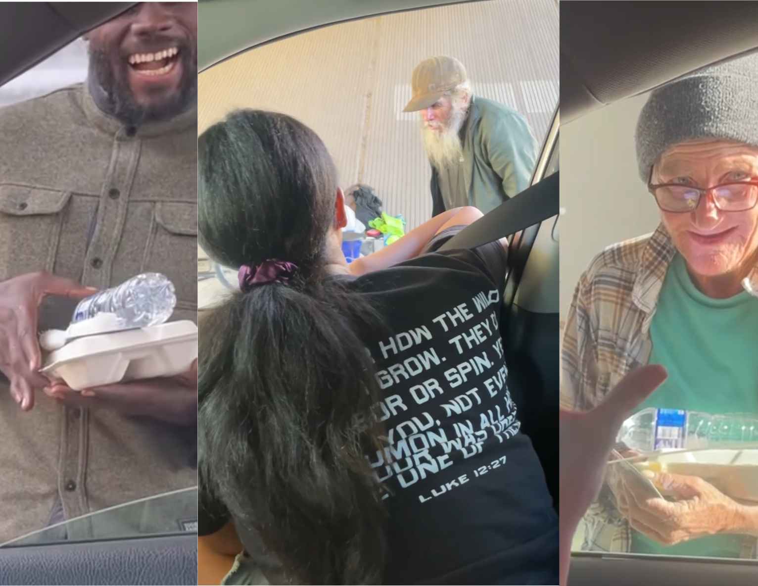 Three people in a car with a focus on their interactions and expressions.